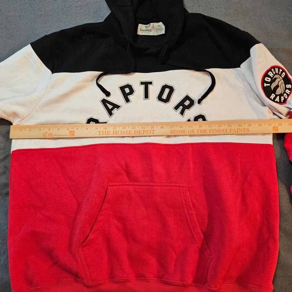 Fanatics Toronto Raptors Colorblock Hoodie Mens 2XL‎ Black Red White Basketball - Picture 6 of 8